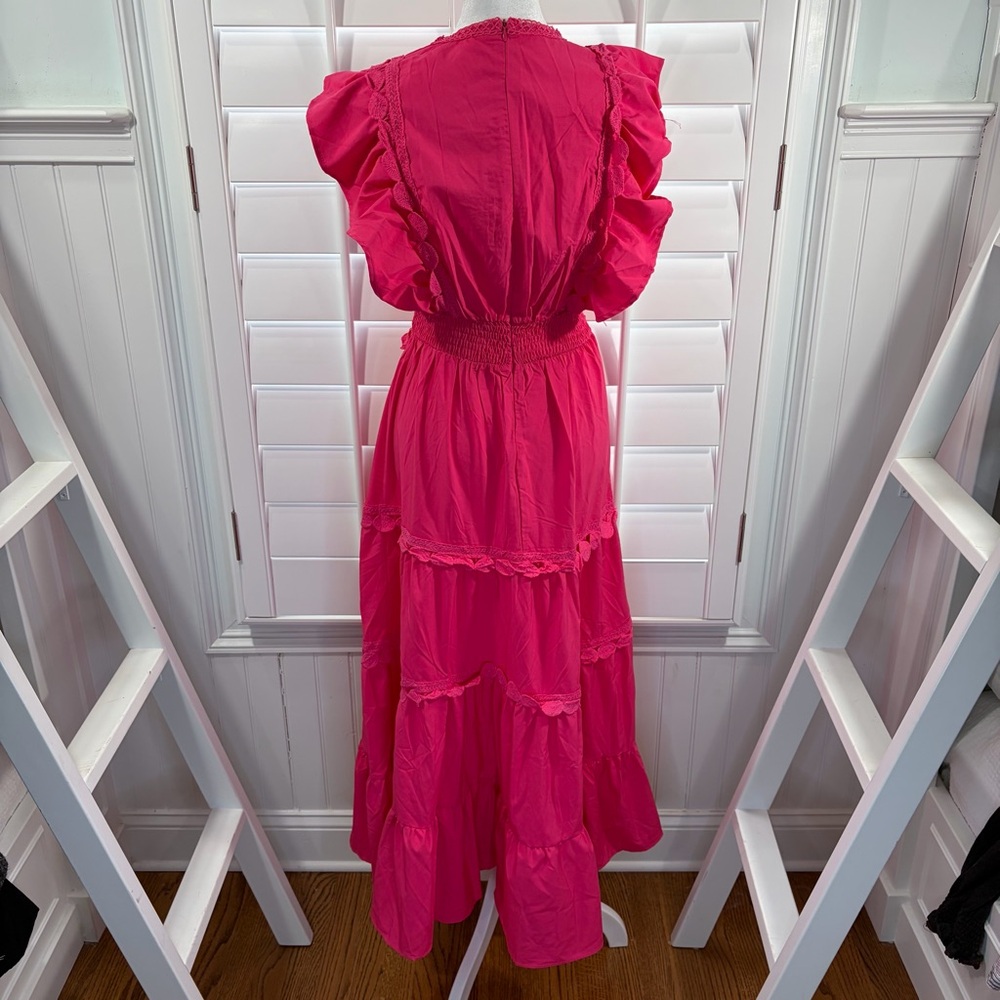 NWT Boutique Fuchsia Layered Cotton Maxi Dress size Small - Picture 2 of 9